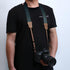 Padwa Lifestyle Dark Blue Green Camera Strap -Double Layer Crazy Horse Cowhide End,1.5" Wide Pure Cotton Woven Camera Straps,Adjustable Neck Shoul...