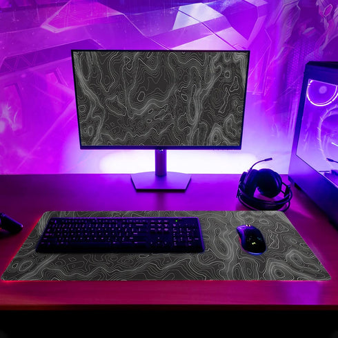Topographic Contour Extended Big Mouse Pad Large,Gaming Mouse Pad Desk Pad,27.6x11.8 Inch Long Computer Keyboard Mouse Mat Mousepad with 3mm Non-S...