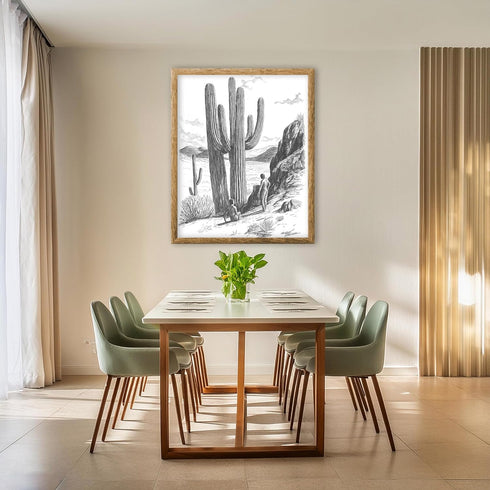 Posterizer 1 pcs-black and white retro desert scene-Retro Art-Men's Art Collection-Living Room Bedroom Decor- unframed wall art...