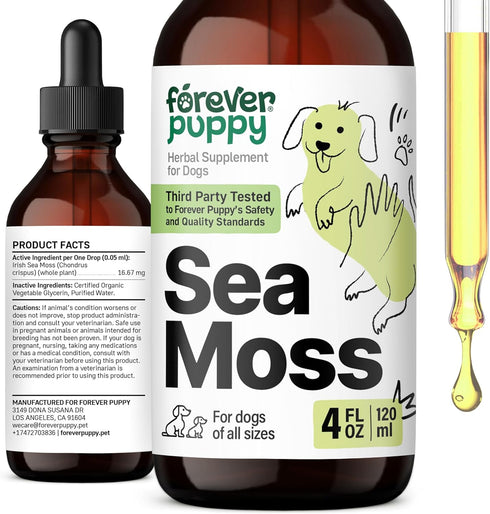Irish Sea Moss Drops for Dogs - Thyroid & Energy Support for All Breeds & Sizes - Dog Food Supplements with Liquid Seamoss Extract - Natural Vitam...