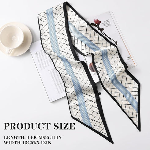 Giantree Satin Scarf for Women, 55.11"x5.12" Printed Double Layer Headscarf Beveled Small Scarf Beach Head Wraps...