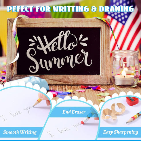 72 Pieces Beach Summer Pencils Hawaii Mexican Assorted for Kids with Eraser, Novelty Fun Wooden Pencils for Students Reward Prize Classroom Party ...