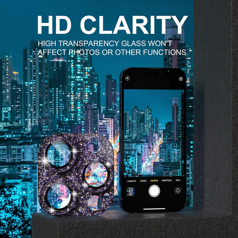 Choiche for iPhone 14 Pro/iPhone 14 Pro Max Camera Lens Protector, Bling Camera Cover with 9H Tempered Glass Lens Screen Protector Metal Ring Deco...