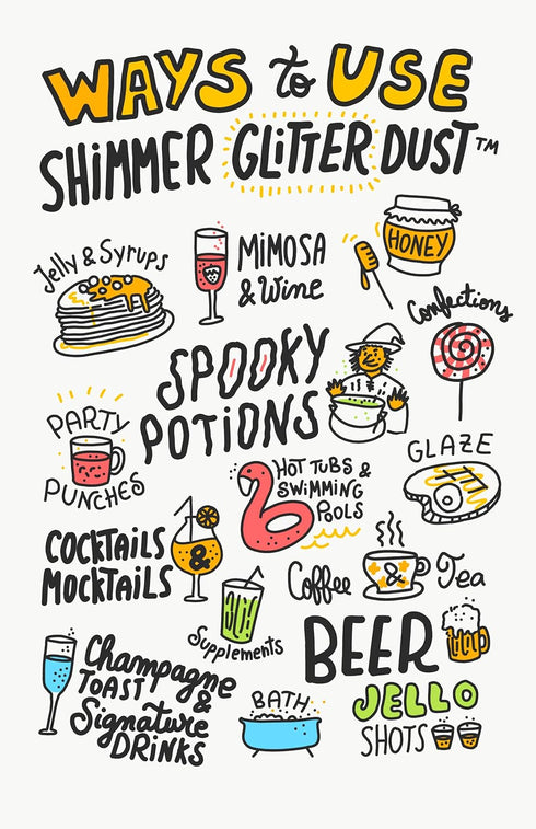 Edible Glitter for Drinks • Shiny Silver Glitter, Shimmer Beverage Dust for Cocktails, Beer, Wine and More - Original Silver - 3 gram Shaker...