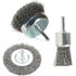 3pcs Carbon Steel Wire Brush Set for Drill - 2'' Abrasive Wire Cup Brush, Wheel Brush, 1'' Pen Brush with 1/4 Inch Round Shank - Crimped Steel Bru...