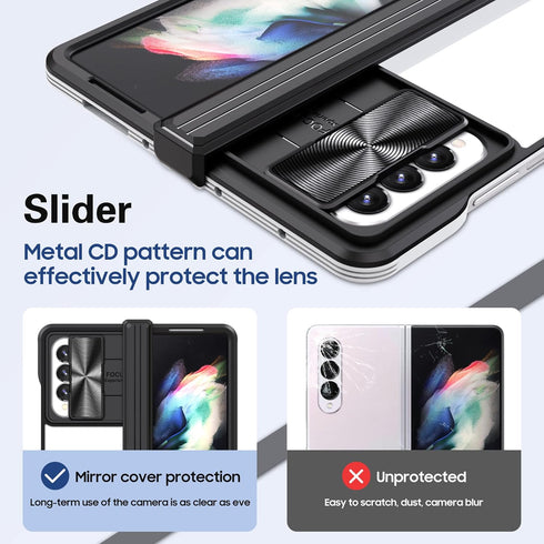 Wousunly Compatible with Samsung Z Fold 4 Case with Camera Lens Protector Slide Black,Phone Samsung Galaxy Z Fold 4 Case Silicone Transparent Shoc...