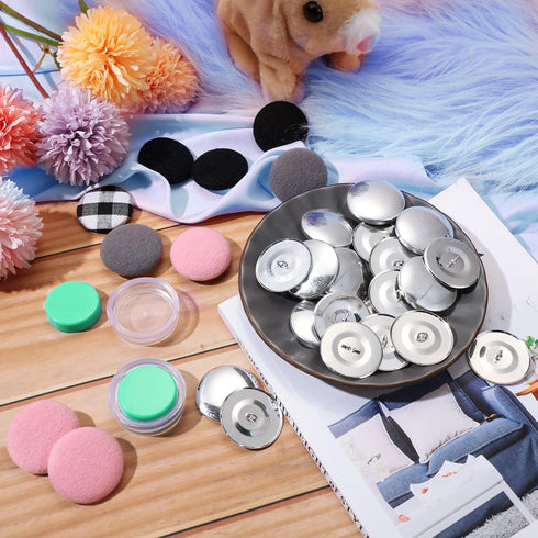100 Sets Cover Buttons Kit with Tools Size Buttons to Cover Self Cover Buttons with Wire Backs DIY Fabric Cloth Cover Buttons (Size 45/1.1 Inch)...