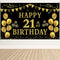 Trgowaul 21st Birthday Decorations for her him, Men Women Black Gold 21st Birthday Backdrop Banner, 21 Years Old Party Supplies Photography Backgr...