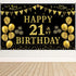 Trgowaul 21st Birthday Decorations for her him, Men Women Black Gold 21st Birthday Backdrop Banner, 21 Years Old Party Supplies Photography Backgr...