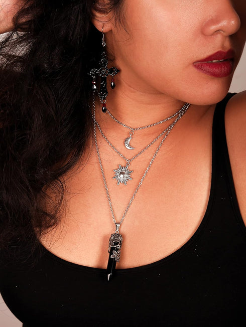 Sacina Gothic Crescent Moon Choker Necklace, Moon Sun Star Choker Necklace, Goth Necklace, Gothic Necklace, Halloween Christmas New Year Jewelry G...