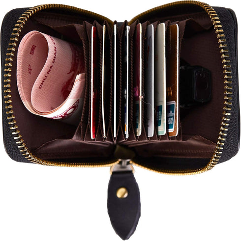Vintage Full Top Grain Leather Wallet RFID Blocking Multi Card Case with Zipper Pocket Card Holder for Men Women Gift Box...