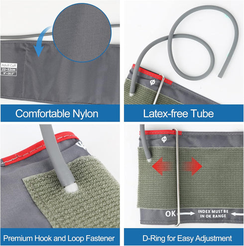 Full-Size Blood Pressure Replacement Cuffs - 5.9-9.5 & 9-21 Inches, Fit Small Medium Large XL XLarge Extra Large Big Arms, 6 Sizes of Connectors C...