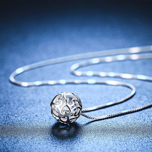 925 Sterling Silver Necklaces with Pendant Cut Beads Ball Chain Necklace for Women Charm Jewelry | Locket Necklace | Silver Necklace for Women | S...