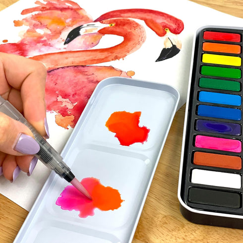 ArtSkills Travel Watercolor Kit, Watercolor Paint Set for Kids & Adults, Travel Palette with Water Brush...