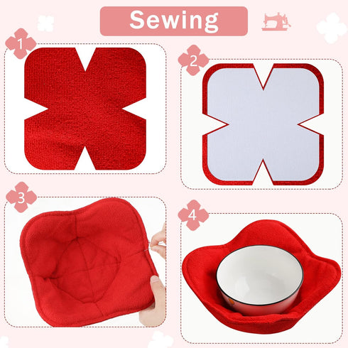Tudomro Cozy Pre Cut Batting Microwave Quilt Batting Fabric Batting for Quilting Bowl Cozy Pattern Template Bowl Wrap Cut on Fold Template for Sew...