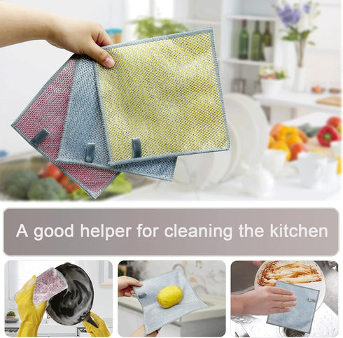 2024 New Multipurpose Wire Dishwashing Rags for Wet and Dry, Reusable, Double-Layer Structure, Non-Scratch Wire Dish Cloth Suitable for Scrubbing ...