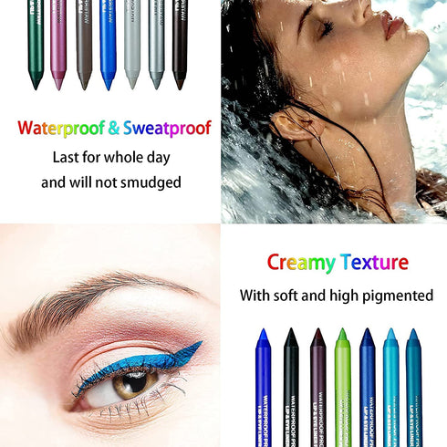15 Colors Eyeliner Pen Set, Eyeliner Pencil Set, Waterproof Colorful Eyeliner Kit Long Lasting Eyeshadow Pencil Professinal Eye Makeup Set Pearl E...
