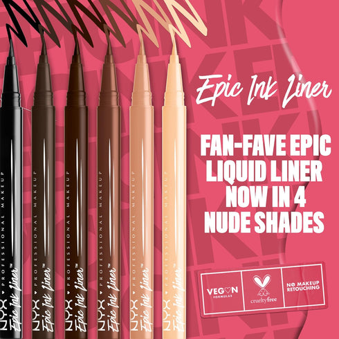 NYX PROFESSIONAL MAKEUP Epic Ink Liner, Waterproof Liquid Eyeliner - Black, Vegan Formula...