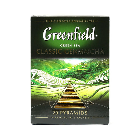 Greenfield Classic Genmaicha Pyramid Collection 20 Pyramids In Special Foil Sachets Green Tea Finely Selected Speciality Tea...