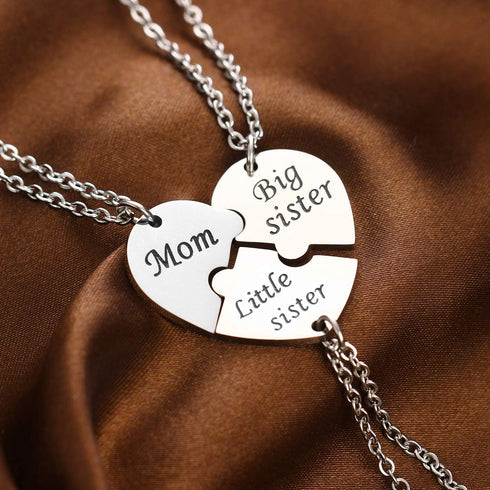 YEEQIN 3PCs/Set Mom Big Sister Little Sister Mom Necklaces Set Mother Daughters Matching Heart Jewley Set...