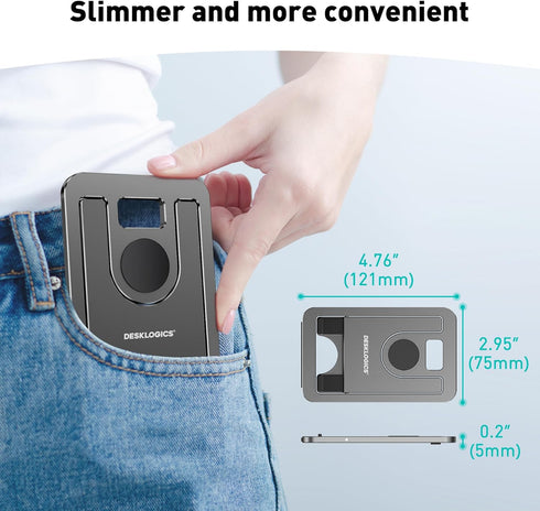 Portable Phone Stand for Desk, Aluminum Adjustable Cell Phone Holder, Foldable Travel Cellphone Dock Compatible with iPhone 15 14 13 Pro Max Mini,...