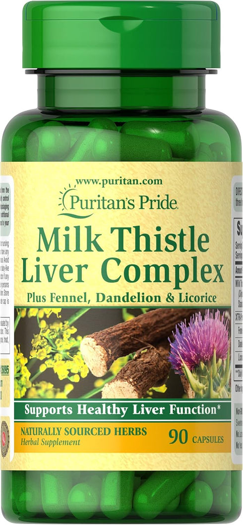 Puritan's Pride Milk Thistle Liver Complex, Supports Healthy Liver Function, 90 Count, White...