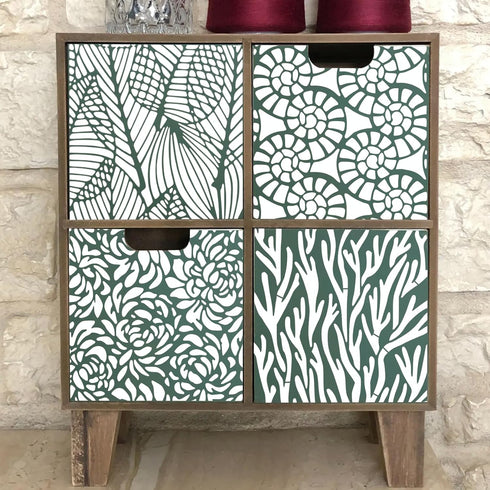 8 Pieces Stencils for Painting Reusable Corals Flowers Leaves Stencils Template Spray Paint Crafts Stencil for DIY Wood Wall Canvas Floor Furnitur...