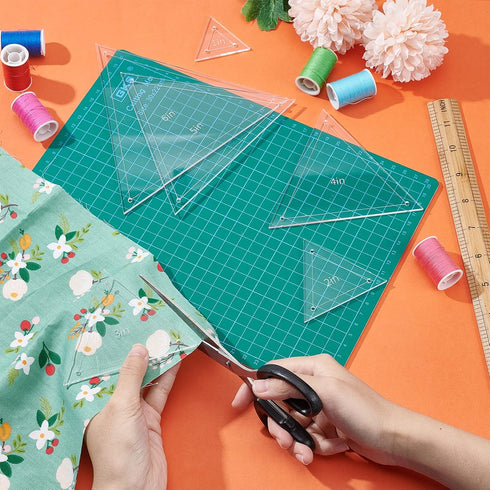 BENECREAT 6Pcs Free Motion Triangle Quilting Template Set, Acrylic Transparent Quilting Rulers for Machines Quilting DIY Designs On Shirts...
