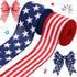 2 Rolls 20 Yard Red White and Blue Ribbon Patriotic Star and Striped Wired Ribbon Royal Blue USA Ribbon DIY Crafts for 4th of July, Independence D...