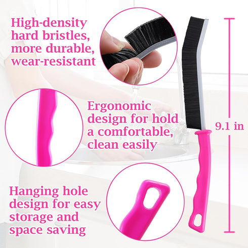 4 Pcs Hard Bristle Crevice Cleaning Brush, Multifunctional Gap Cleaning Brush Tool for Household Use, Grout Cleaner Brush Kitchen Bathroom Gap Bru...