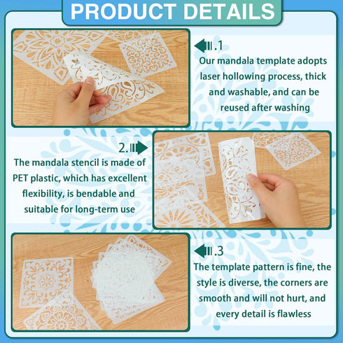 33Pack Mandala Painting Craft Stencils – Mandala Templates 6 x 6 in and 3.5 x 3.5 in Reusable Painted Painting Stencils, Stencils for Painting On ...