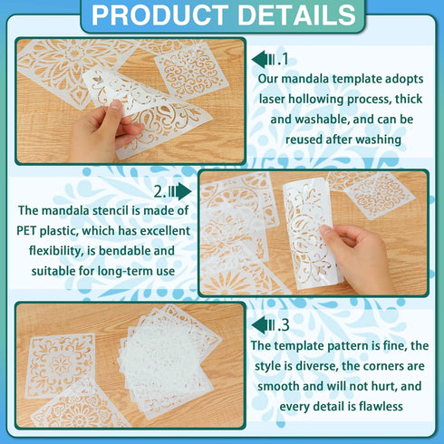 22Pack Mandala Painting Craft Stencils – Mandala Templates 6 x 6 in and 3.5 x 3.5 in Reusable Painted Painting Stencils? Stencils for Painting On ...
