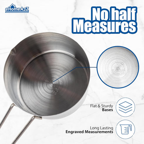 EHOMEA2Z Stainless Steel Measuring Cups Set 4Pc Metal Culinary Couture For Dry Liquid Kitchen Gadgets (1, 4-Piece Set)...
