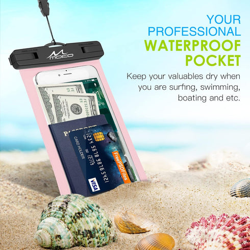 MoKo Waterproof Phone Pouch Holder, Underwater Cellphone Case Dry Bag with Lanyard Armband Compatible with iPhone 14 13 12 11 Pro Max X/Xr/Xs Max/...