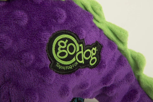 goDog Dinos Bruto Squeaky Plush Dog Toy, Chew Guard Technology - Purple, Large...