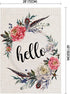 Hello Floral Wreath House Flag 28" x 40" Double Sided Burlap Welcome Large Yard Garden Flag Banners for Patio Lawn Home Outdoor Decor...