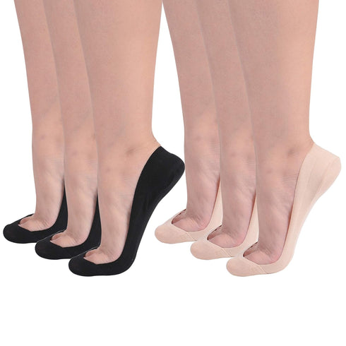 Womens Truly No Show Socks for Flats Heels Non Slip Cotton Ultra Low Cut Liner Socks(6-Black+Nude,5-7.5)...
