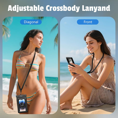 AiRunTech Waterproof Phone Pouch,Floating Waterproof Phone Case with Adjustable Lanyard,Beach,Cruise,Vacation Essentials,Summer Travel Phone Prote...
