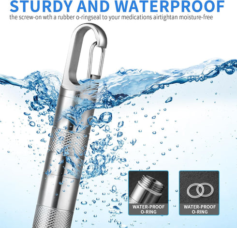 Small Titanium Pill Case,TISUR Keychain Pill Holder, Portable Pill Box Container,Travel Pill Organizer Waterproof Metal Pill Fob Bottle,Removable ...