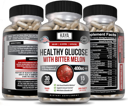 Kaya Naturals Healthy Gluco with Bittermelon Supplement | Support Healthy Levels and Function, 20 Herbs Vitamins and Minerals, Alpha Lipoic Acide,...