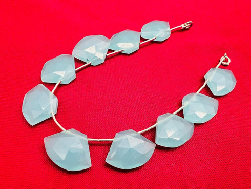 1 Strand Aqua Chalcedony 10 Pcs Beads Size 19x14mm Fancy Shape Cut Faceted Beads for Jewellery Making, Beading & Craft Supplies KCRAFTS-RK_k45...