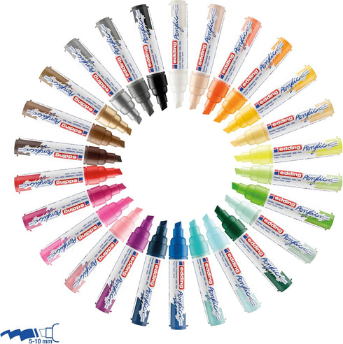 edding 5000 acrylic marker broad - neon-orange - 1 waterproof acrylic paint marker - chisel nib 5-10 mm - acrylic paint pen for drawing on canvas,...