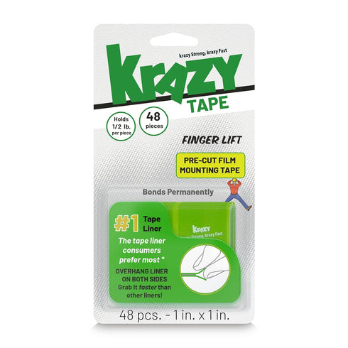 Krazy Double Sided Tape for Crafts & Scrapbooking, Easy-to-Peel Squares, One Inch Pre-Cut Thin Tape (48 Count)...