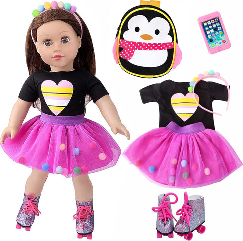 18 Inch American Doll Clothes and Accessories Doll Travel Skating Sport Playset Doll Outdoor Sport Accessories (Not Include Doll)...