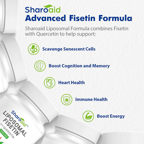 Liposomal Fisetin with Quercetin Supplements 1200 mg per Serving,High Absorption Polyphenols Antioxidants for Women,Men,Non-GMO,Gluten-Free,1 Bott...