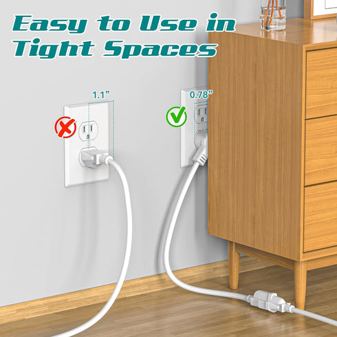 2 Pack Power Extension Cord 2FT/24Inch, Short 3 Prong Electric Extension Cable Outlet Saver, Single Outlet, Heavy Duty, Waterproof, Flexible, 16 A...