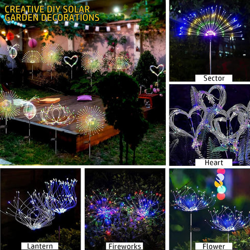 2 Pack Solar Firework Lights, 150 Led 8 Modes Solar Garden Lights for Outside, Water Proofing Led Sparkler Lights, Solar Outdoor Decorative Stake ...