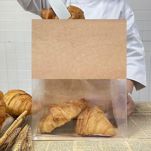 BIUBIU Large Bread Bags for Homemade Bread Sourdough Bread Bags Bakery Bags with Window Bread Loaf Bags Round Roll Buns Baked Loaves Packaging Bro...