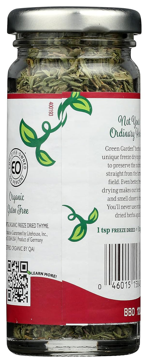 Green Garden Freeze-Dried Organic Thyme - Freeze Dried Organic Thyme Leaves and Thyme Sticks, Thyme Seasoning, Freeze Dried Leaf Thyme Fresh, Glut...