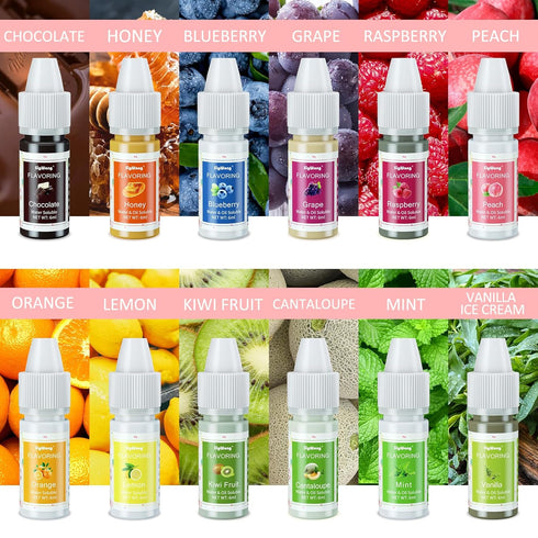 Food Flavoring Oil, 24 Liquid Lip Gloss Flavoring Oil - Concentrated Candy Flavors for Lip Balm, Baking, Cooking, Soap and Slime Making - Water & ...